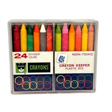 Vintage 1960s Whitman Crayons (24) & Plastic Case MCM Collectible USA Made NEW picture
