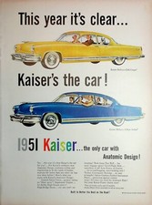 Original 1951 Kaiser AD: DeLuxe Club Coupe & DeLuxe 4-Door Sedan picture