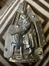 Vintage GERMANY EASTER BUNNY Rabbit In Dress Washing Basket CHOCOLATE MOLD Rare picture