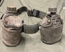 Vietnam War US GI 60s Double Canteen Set w/Korean War Era Combat Pistol Web Belt picture