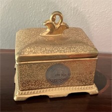 24k Gold and Platinum Cigarette Trinket Box - Vintage Crown Mark - LeMieux picture
