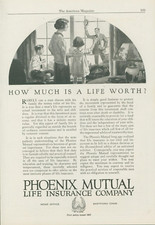 1924 Phoenix Mutual Life Insurance Family Waving At Dad Window Vtg Print Ad A1 picture