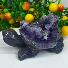 370G Natural amethyst agate turtle Crystal turtle carving healing Home decora picture