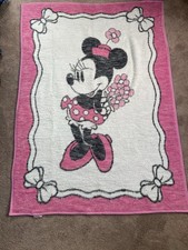 Vintage Biederlack Blanket Disney Minnie Mouse Pink Fleece Throw Reversible Lrg picture