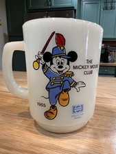 Vintage Ancho Hocking Pepsi Collector Series Mickey Mouse Milk Glass Mug 1955 picture