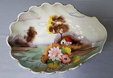 JAPANESE Shell-Shaped Centerpiece LUSTRE Ware BOWL with Hand-Painted Interior  picture