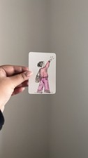 Original ACEO Art Card Pink Fashion Illustration Woman Watercolour Pencil Ink picture