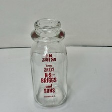 RARE Vintage NS Briggs And Sons Dairy Milk Creamer Bottle Half Pint DUNKIRK NY picture