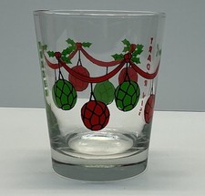 Vintage Trader Vic’s X-mas Holiday Rocks Glass Red Green Garland Ornament Bulb picture
