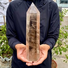 3.06LB Natural crystal Tea black obelisk quartz energy column healing picture