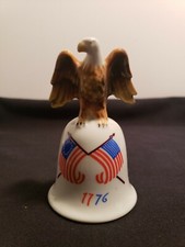 Vtg American Bicentennial USA Eagle Porcelain Bell Chime US Bird Flag Japan Made picture