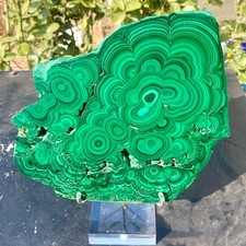 2.39LB Natural malachite slice quartz crystal luster mineral specimen+BASE. picture