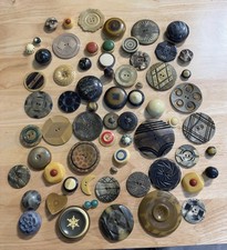 Vintage Antique Button Lot Mixed Art Deco Early Plastic Celluloid Crafting 75+ picture