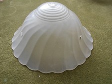 ANT/VTG FROSTED SWIRL GLASS 3~CHAIN CEILING LIGHT SHADE~10 1/2