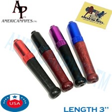 American Pipes™️ 4 Pcs 3'' Aluminum + Wood Zeppelin Bullet tobacco Smoking Pipe picture