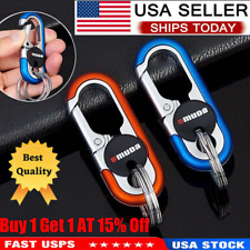Men Belt Clip Ring Holder Detachable Stainless Steel Leather Key Chain Keyring picture
