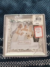 Vintage Connoisseur Heart & Home Silver Filigree Rhinestone Photo Frame 5x5 picture