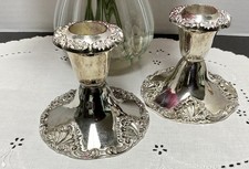 Pair Vintage Ornate Godinger Silver Plate Candlestick Candle Holders 3.5