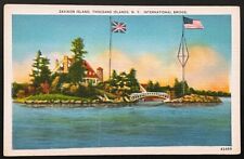 Thousand Islands New York Zavikon Island Bridge 1952 Vintage Linen NY Postcard picture