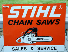 Vintage STIHL CHAIN SAWS Sales Service 2 Sided Sign   Rollomatic Chainsaw picture