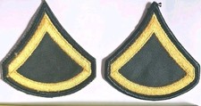 Army Private First Class PFC E-3 Gold on Green Rank Chevron Patch Pair Female Sm picture
