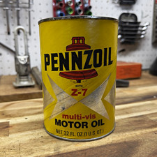 Vintage Pennzoil Z-7 Multi-Vis SAE 10W-30 Motor Oil Quart Can Full Sealed picture