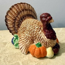 Vintage Traditional Ceramic Turkey Thanksgiving Hand Painted 7 “ Tall X 5” Wide picture