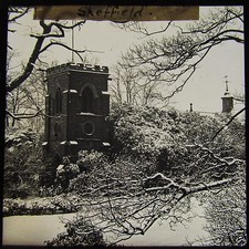 Glass Magic Lantern Slide STABLES AT SHIRECLIFFE HALL SHEFFIELD C1900 ENGLAND picture
