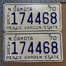 1970 North Dakota truck license plate pair 174468 YOM DMV LOVELY RESTORED 24208 picture