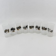 Set of 8 Vintage Hazel Atlas Frosted Antique Cars Drinking Glasses picture