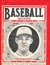 September 1935 Baseball Magazine Mel Ott Giants spine separated picture