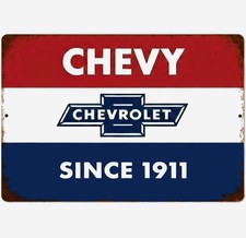 Chevrolet Chevy Since 1911 12 x 18 Vintage Novelty Metal Sign Made In USA New picture