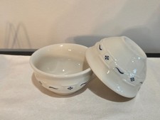 Longaberger  Pottery Woven Traditions SET of 2 Classic Blue Dessert Bowls picture