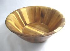 Vtg CROFTON ACACIA WOOD PARQUETRY Pattern FLAIR Shaped Serving Salad Fruit Bowl picture
