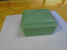Vintage Glass Jadeite Powder Box Trinket Box picture