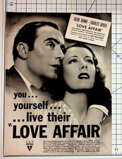 1939 Love Affair Irene Dunne Charles Boyer RKO Radio Vintage Movie Ad Ephemera picture