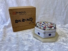 Jewelry Box Vintage Japanese Inaba Cloisonne Enamel Floral Trinket Jewelry Box picture