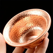 7cm Copper Handmade Relief Drinking Bowl Auspicious Holy Water Cup Buddhist Bowl picture