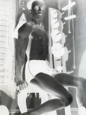 Vintage 2 1/4 Negative Of Shirtless Handsome Man In Gym Working Out Tight Shorts picture