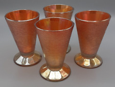 Vtg Lot 4 Jeanette MARIGOLD Iridescent Crackle Carnival Glass Tumbler Footed picture