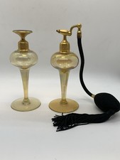 Beautiful Vintage Art Deco De Vilbiss Glass Perfume Atomizer & Dauber Bottle Set picture