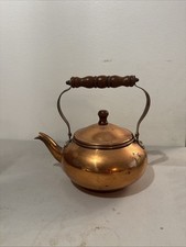 Vintage Interpur Taiwan Copper Tea Kettle Teapot Wood Handle picture