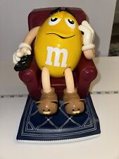 Collectible M&M'S Candy Dispenser YELLOW in Recliner W/ Remote & Slippers, 1999 picture