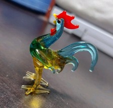 Vintage Miniature Murano Glass Chicken Rooster Figurine picture