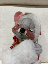 Annalee Dolls Christmas Mouse 1965, 81 Gray 14 Inch White Muff picture