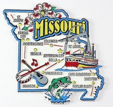 MISSOURI STATE MAP AND LANDMARKS COLLAGE FRIDGE COLLECTIBLE SOUVENIR MAGNET picture