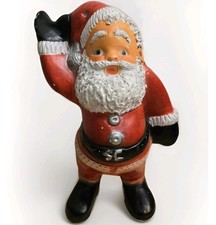 VTG SANTA CLAUS CHALKWARE PLASTER LARGE BANK - Christmas picture