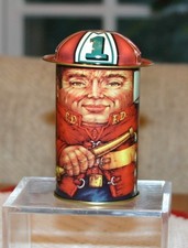 Vintage 1970s Cap-Tins Fireman Tin Container Helmet Lid Daher Tin Box Co England picture