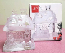 Mikasa - Winter Cottage / House Frosted Crystal-Glass Tealight Candleholder WOB picture