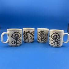 Vintage Lot Of 4 Winchcombe Pottery WP England Stoneware Coffee Cup Mug MCM Boho picture